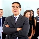 business man leading a team